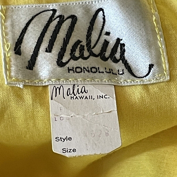 Vintage Yellow Orange Chiffon Sleeveless Fit and Flare Dress Malia Hawaii Tiki - Picture 5 of 14